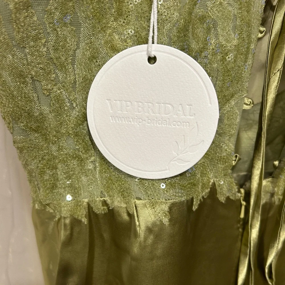 Glamorous Satin Prom Dress in Olive Green - Picture 4 of 5